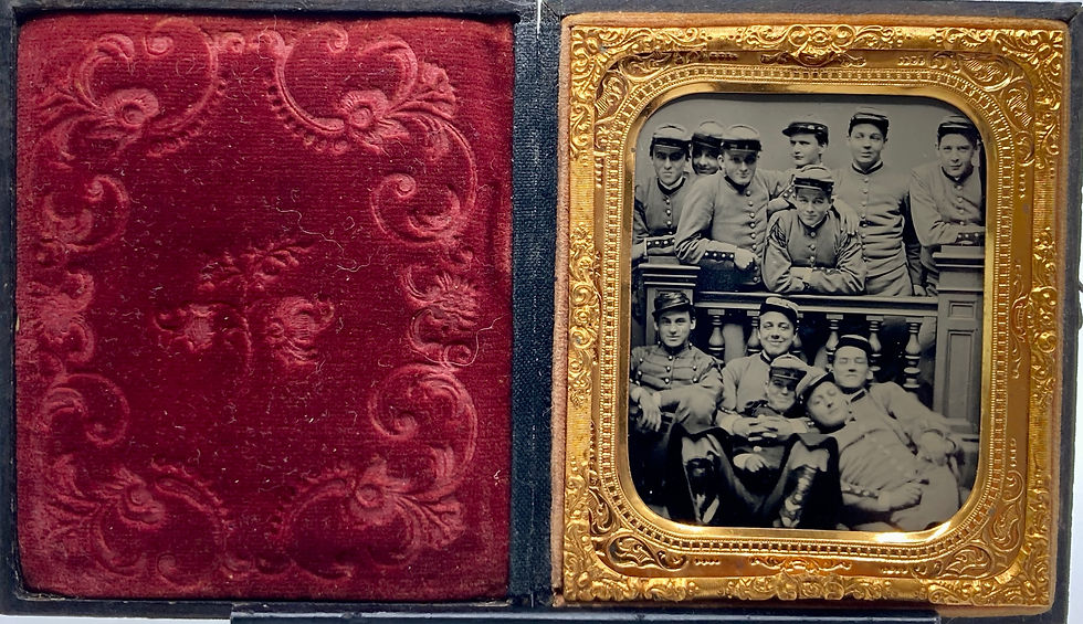 Thumbnail: 1/6th Plate Tintype of Civil War/Postwar Cadets Goofing for a Photo
