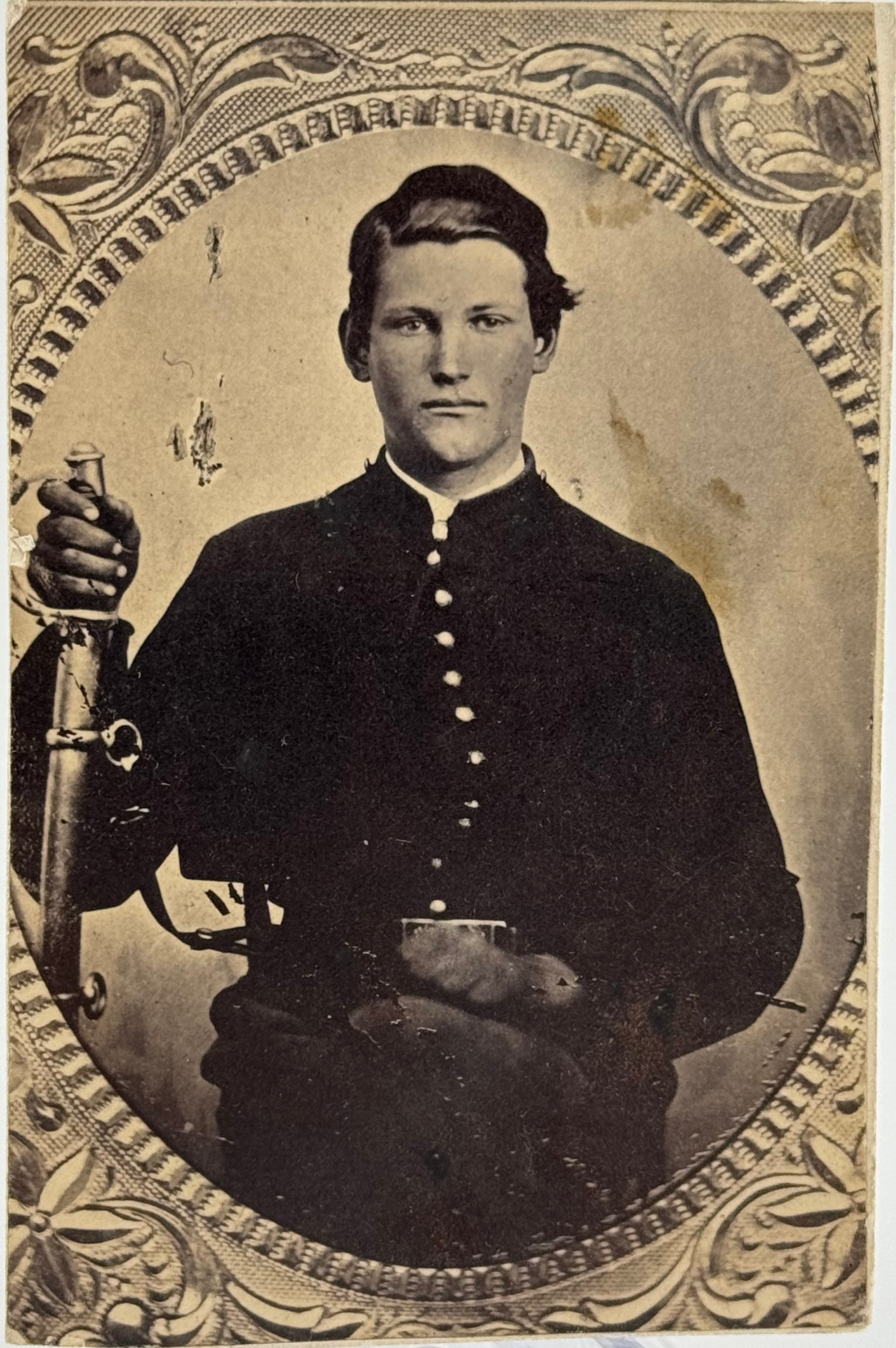Civil War Trimmed Period Copy CDV of Armed Federal Cavalry Soldier