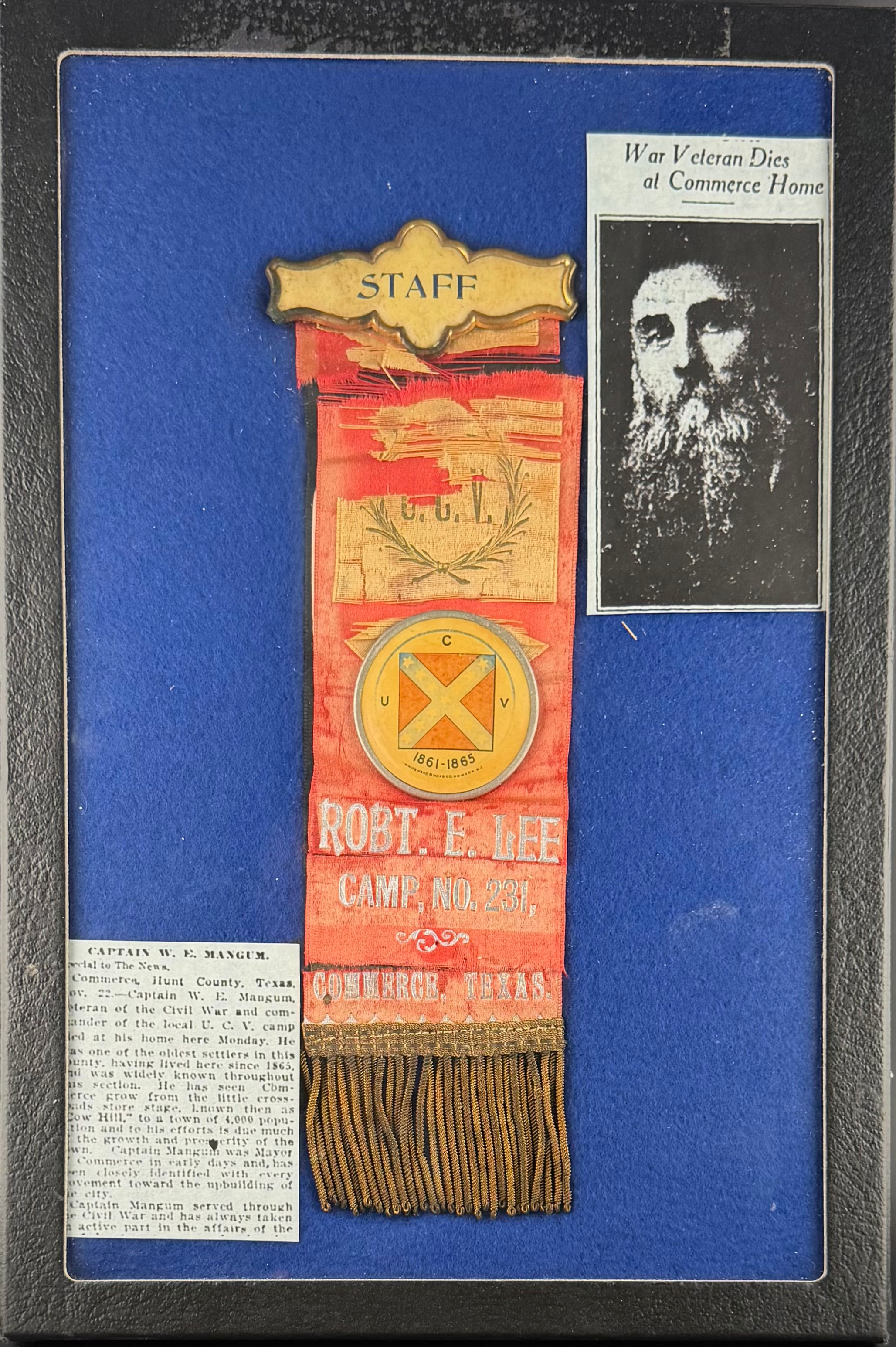 Texas Confederate Veterans Reunion Ribbon from Commerce, Texas