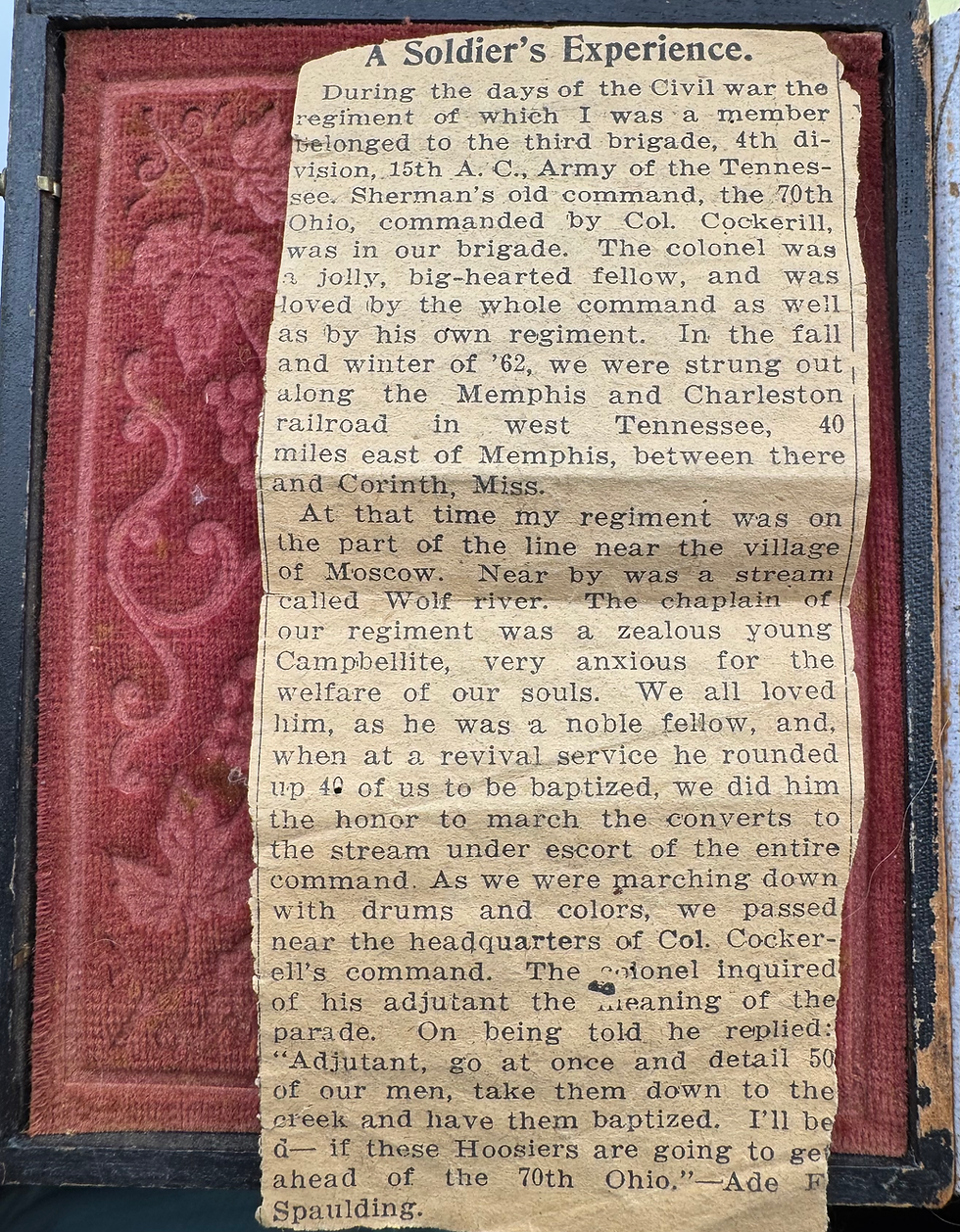 Thumbnail: 1/4 Tintype Of Identified 99th Indiana Infantry with Newspaper Clipping