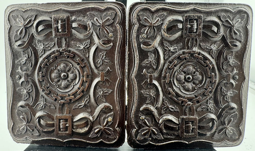 Thumbnail: Beautiful 1/9th Plate Ambrotype of a Hidden Mother in Gutta Percha Case 
