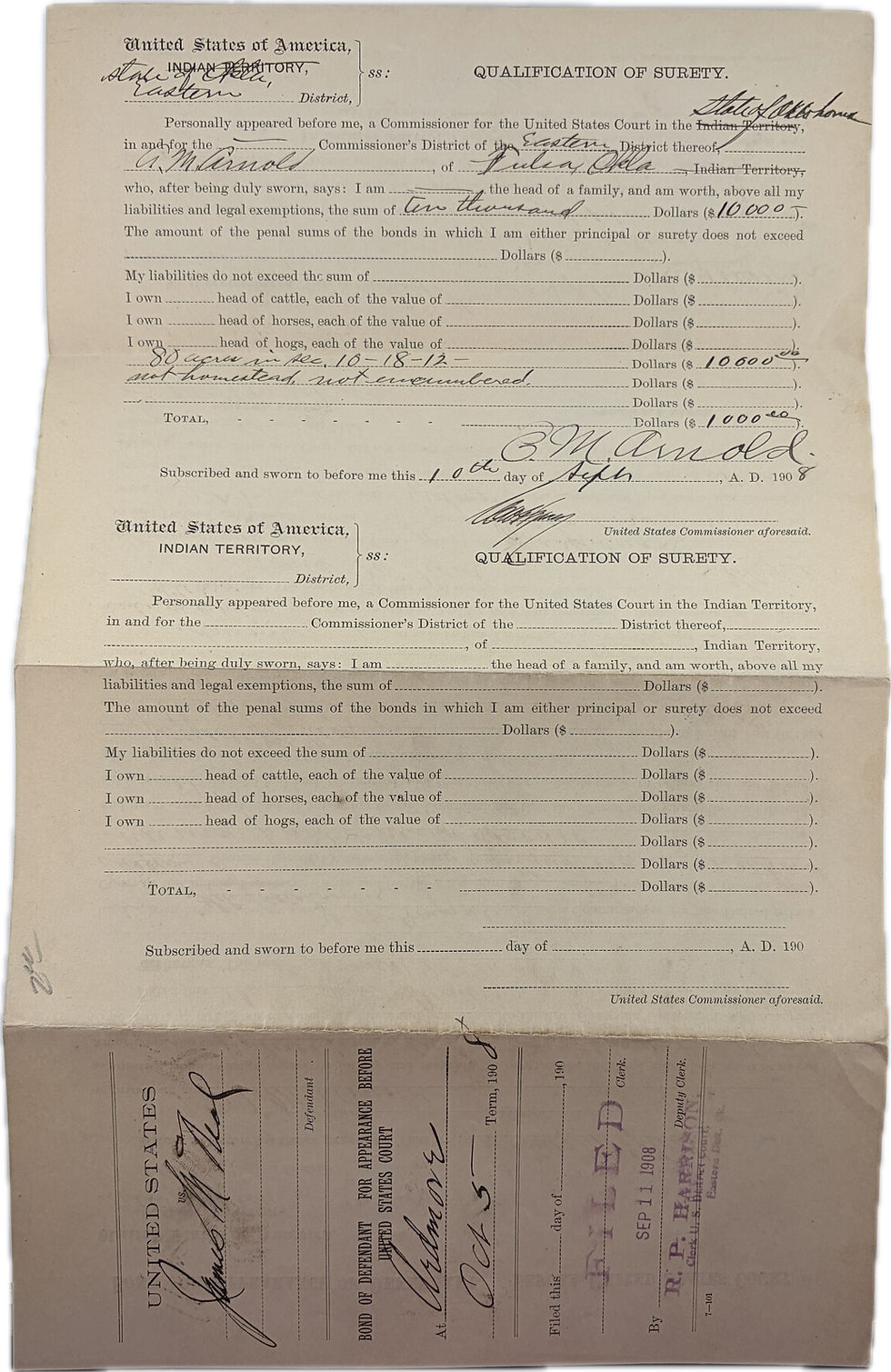 Thumbnail: Indian Territory Indictment and Court Appearance Documents