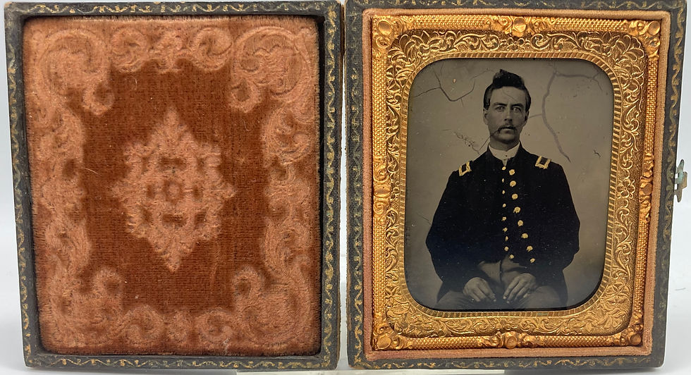 Thumbnail: Identified Iowa Federal Soldier 1/6th Plate tintype with Cabinet Card and Obit