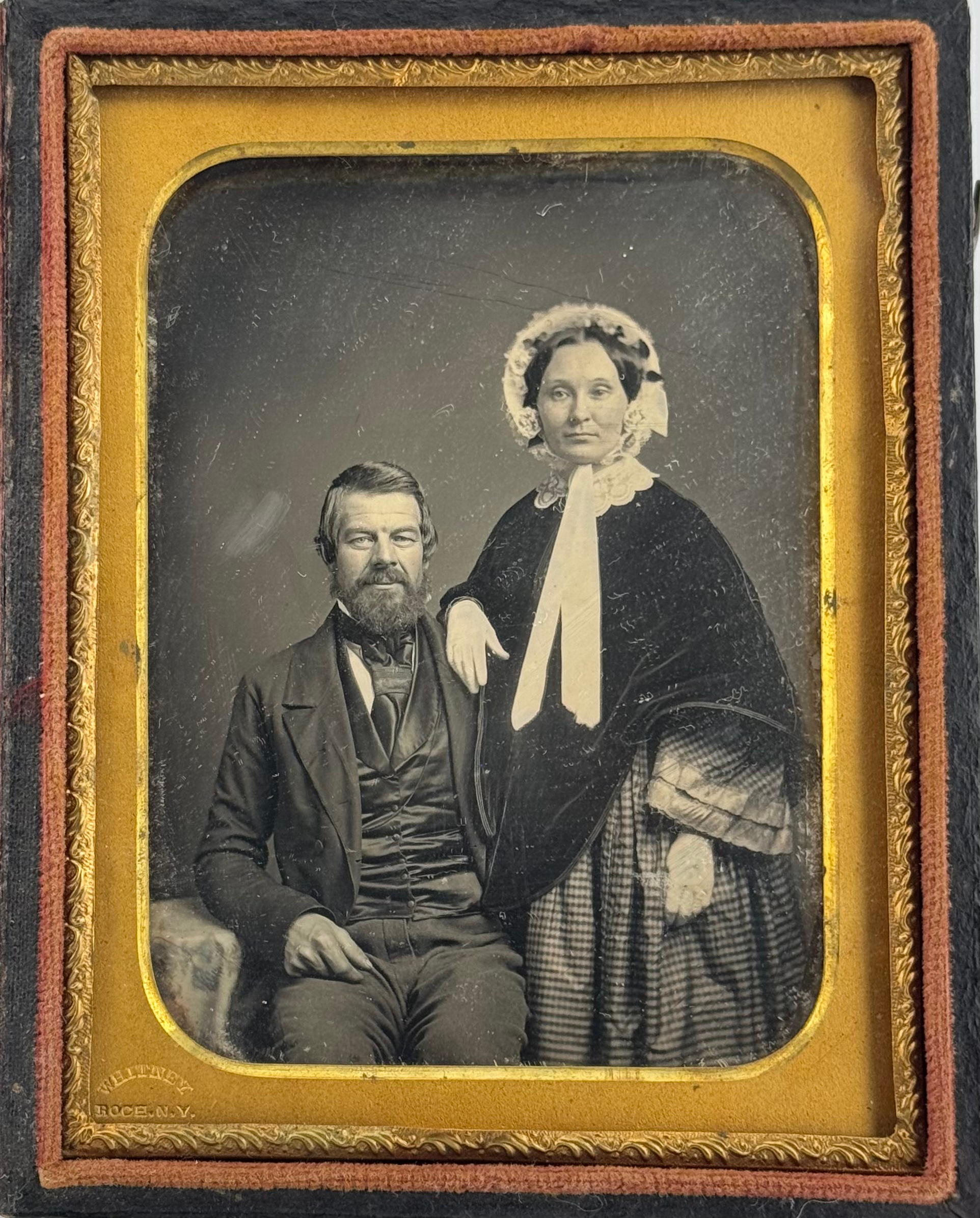 1/4 Plate Daguerreotype of Elegant Couple Taken By Whitney