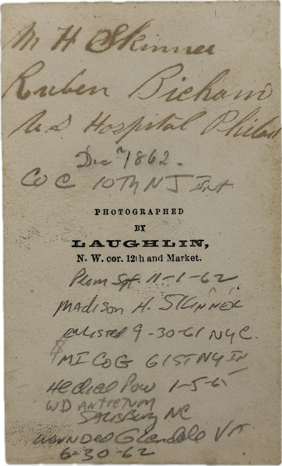 Thumbnail: CDV of Identified Federal Soldiers at Philadelphia Hospital Period Inscription
