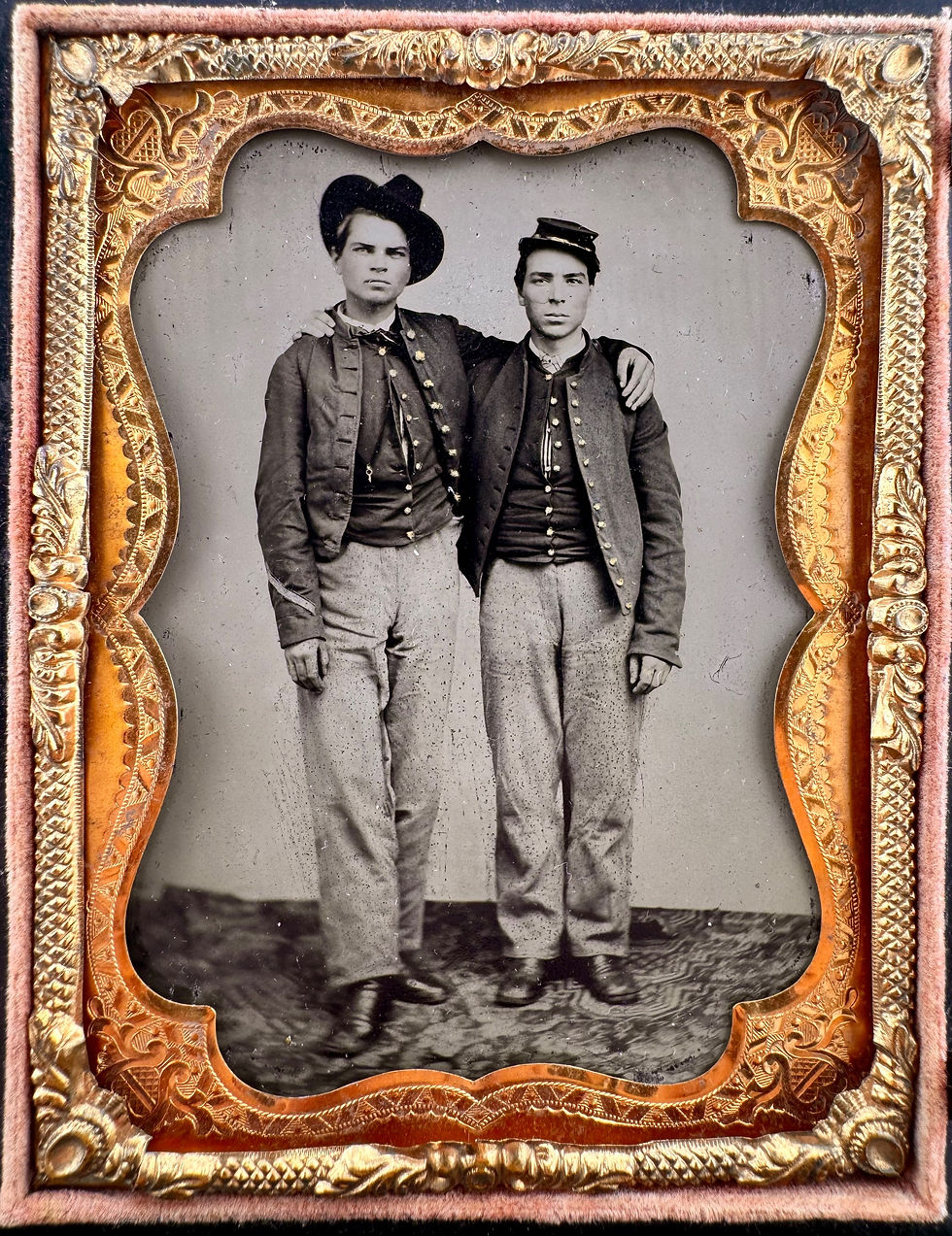 Thumbnail: Rare CDV and 1/4 Tintype Combo Grouping of Same Federal Soldier with Friend