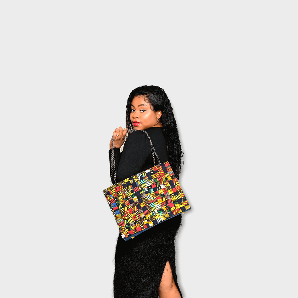 lady wearing a db pearlz skirt with a bag