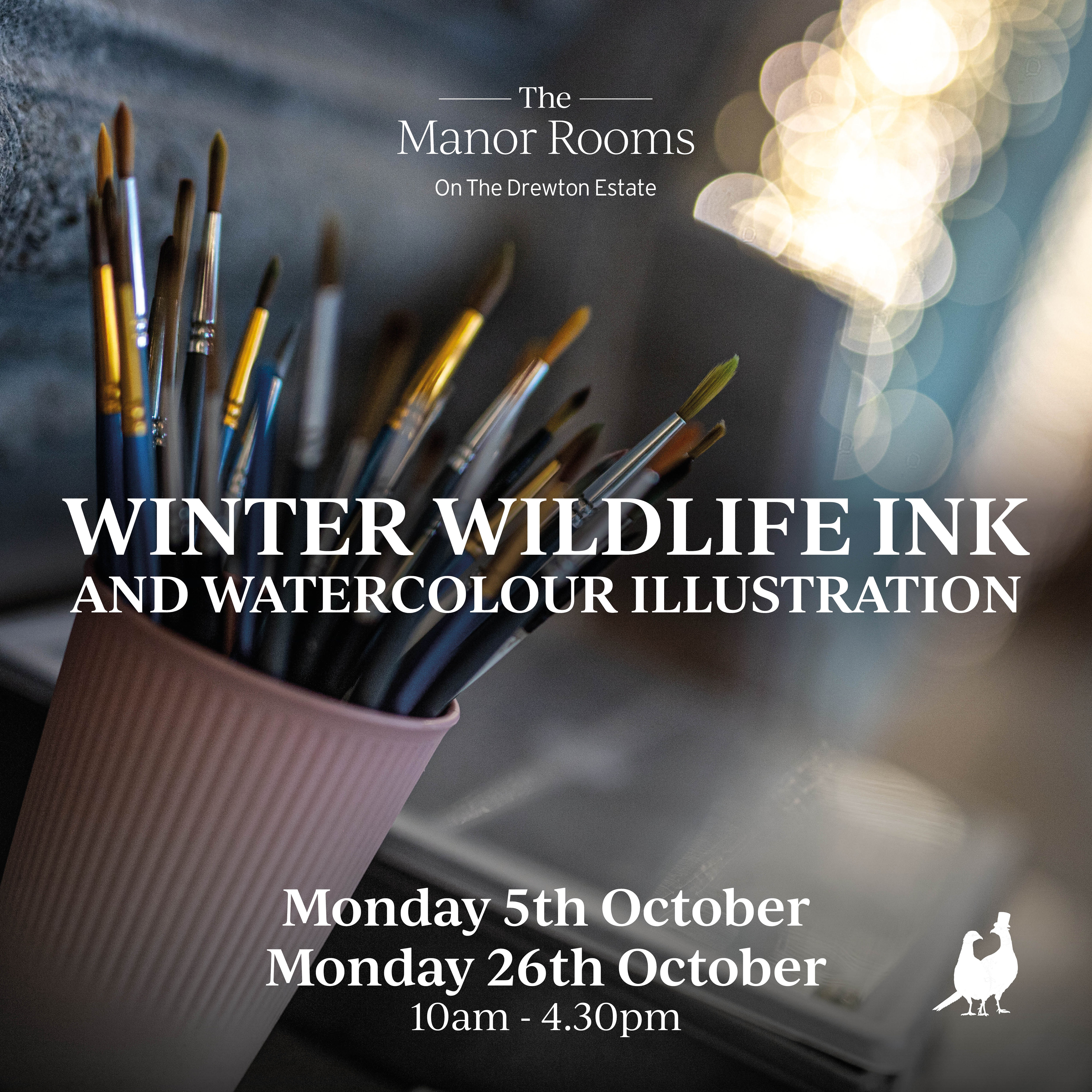 Winter Wildlife Ink and Watercolour Illustration