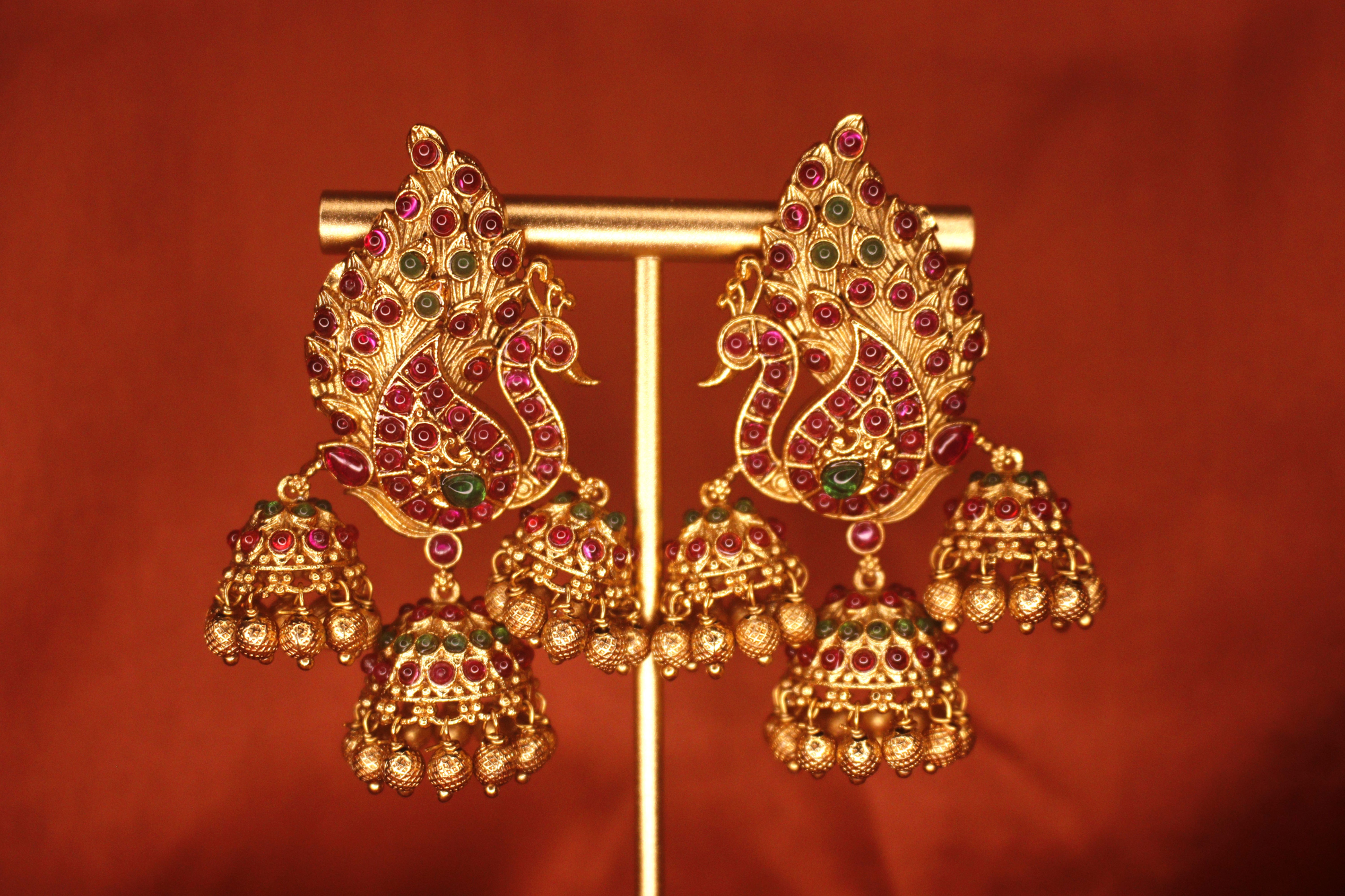 Resham Peacock Jhumka