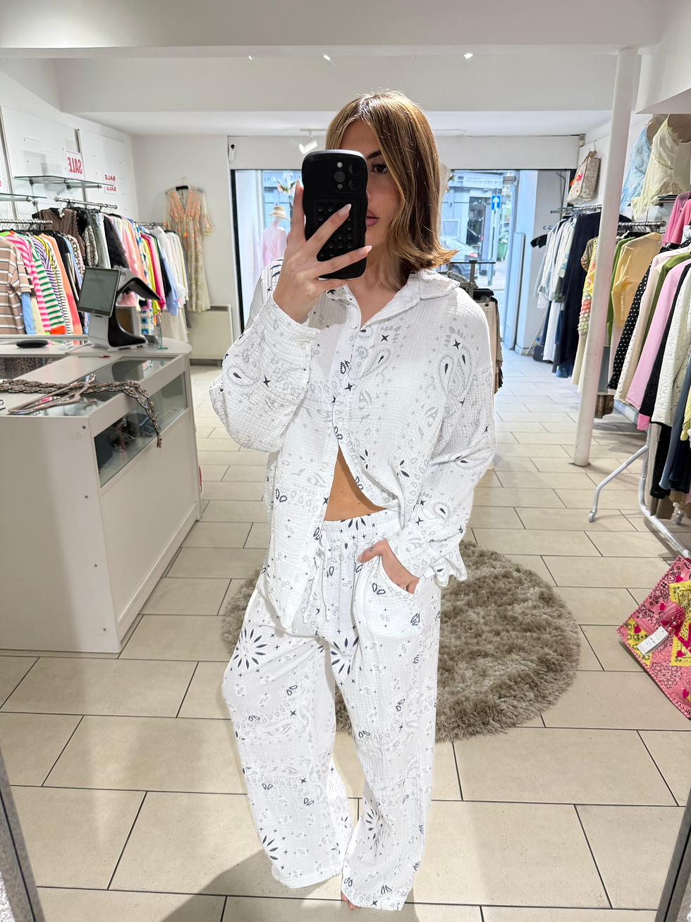 Thumbnail: Cheesecloth Bandana Print Set - White