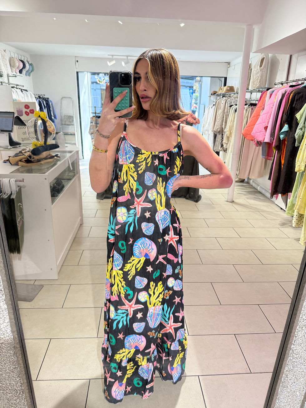 Thumbnail: Seashell Spaghetti Strap Maxi Dress - Black