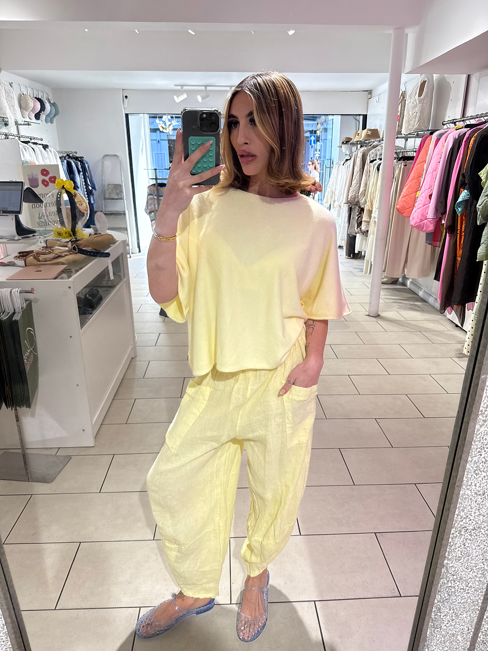 Thumbnail: Soft Drape Fine Knit Top - Yellow