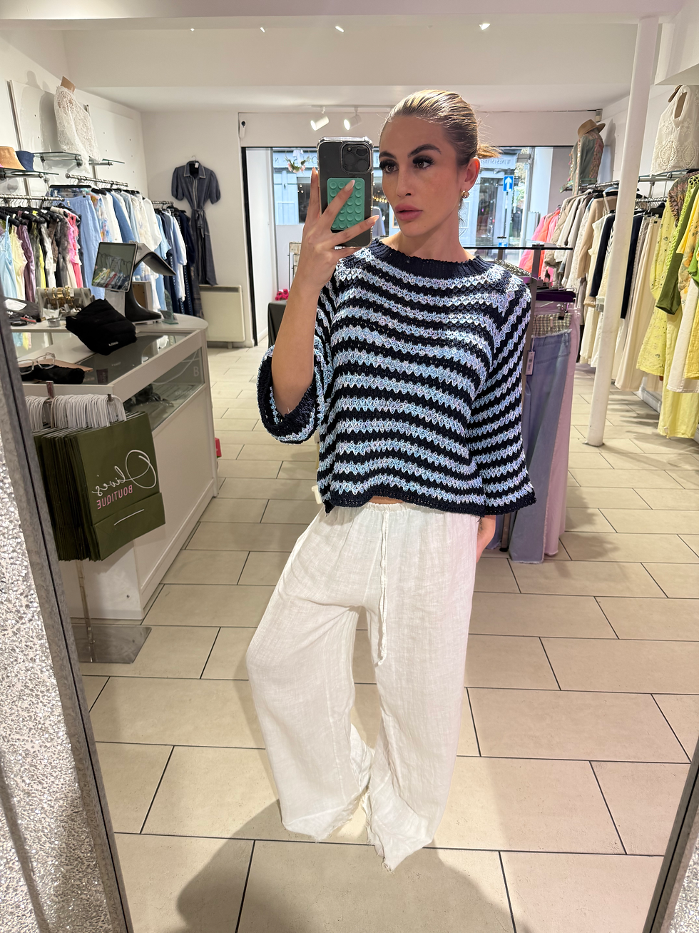 Thumbnail: Coastal Wave Knit Top - Navy 