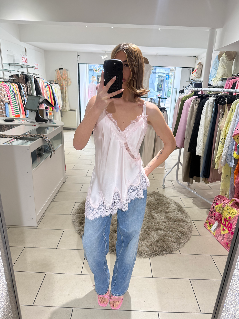 Thumbnail: Asymmetrical Lace Vest - Pale Pink