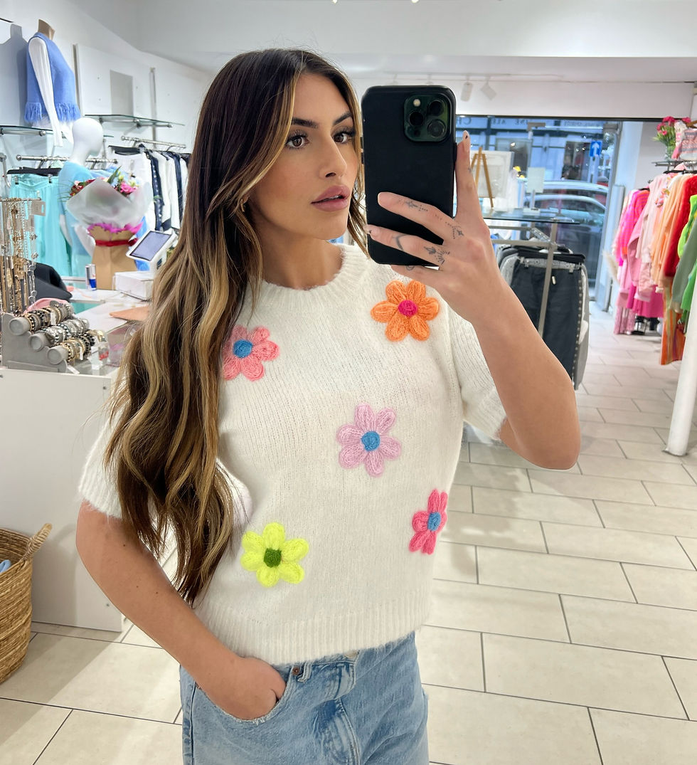 Lily Short Sleeve Knit Jumper - White