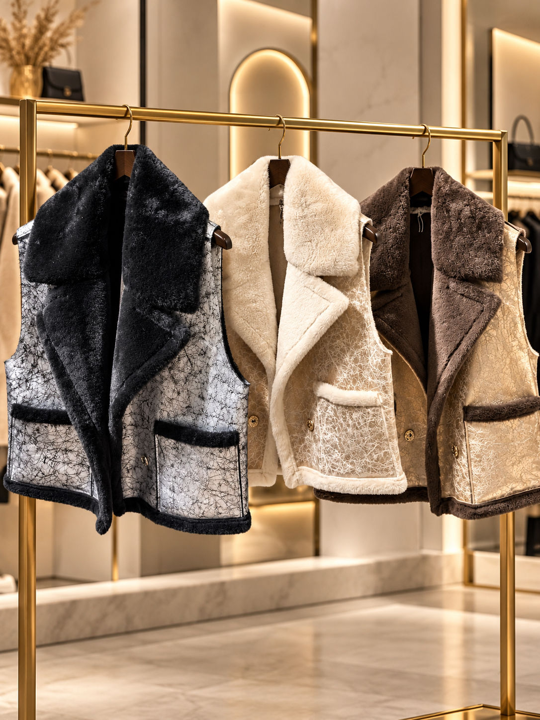 Serena Metallic Faux Fur Oversized Gilet - 3 Colours