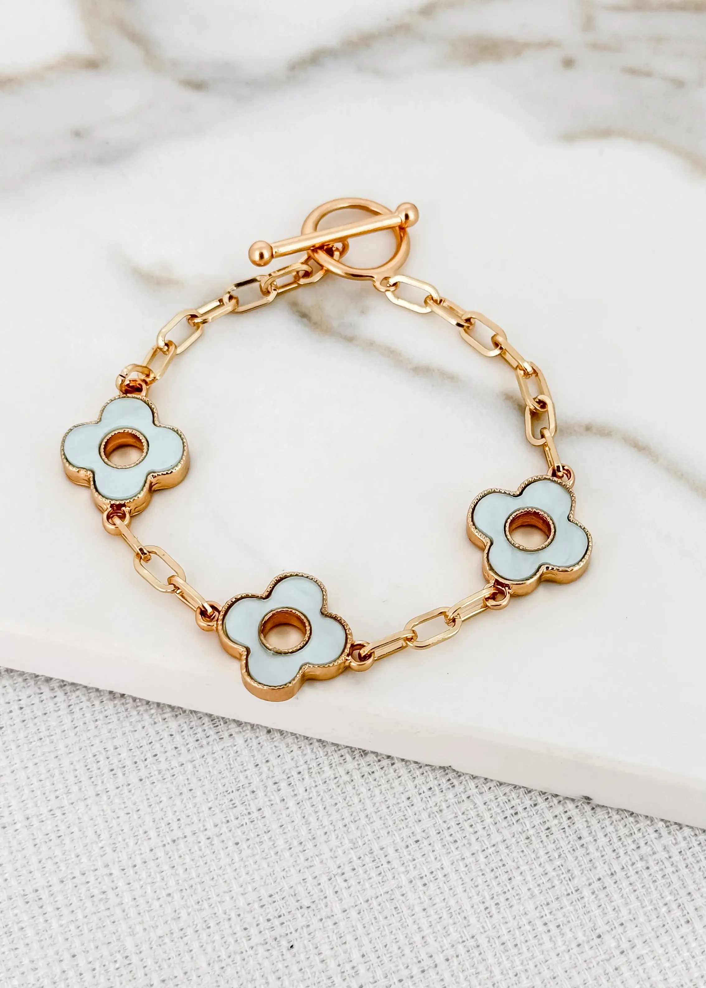 Gold and Sage Fleur T-Bar Bracelet