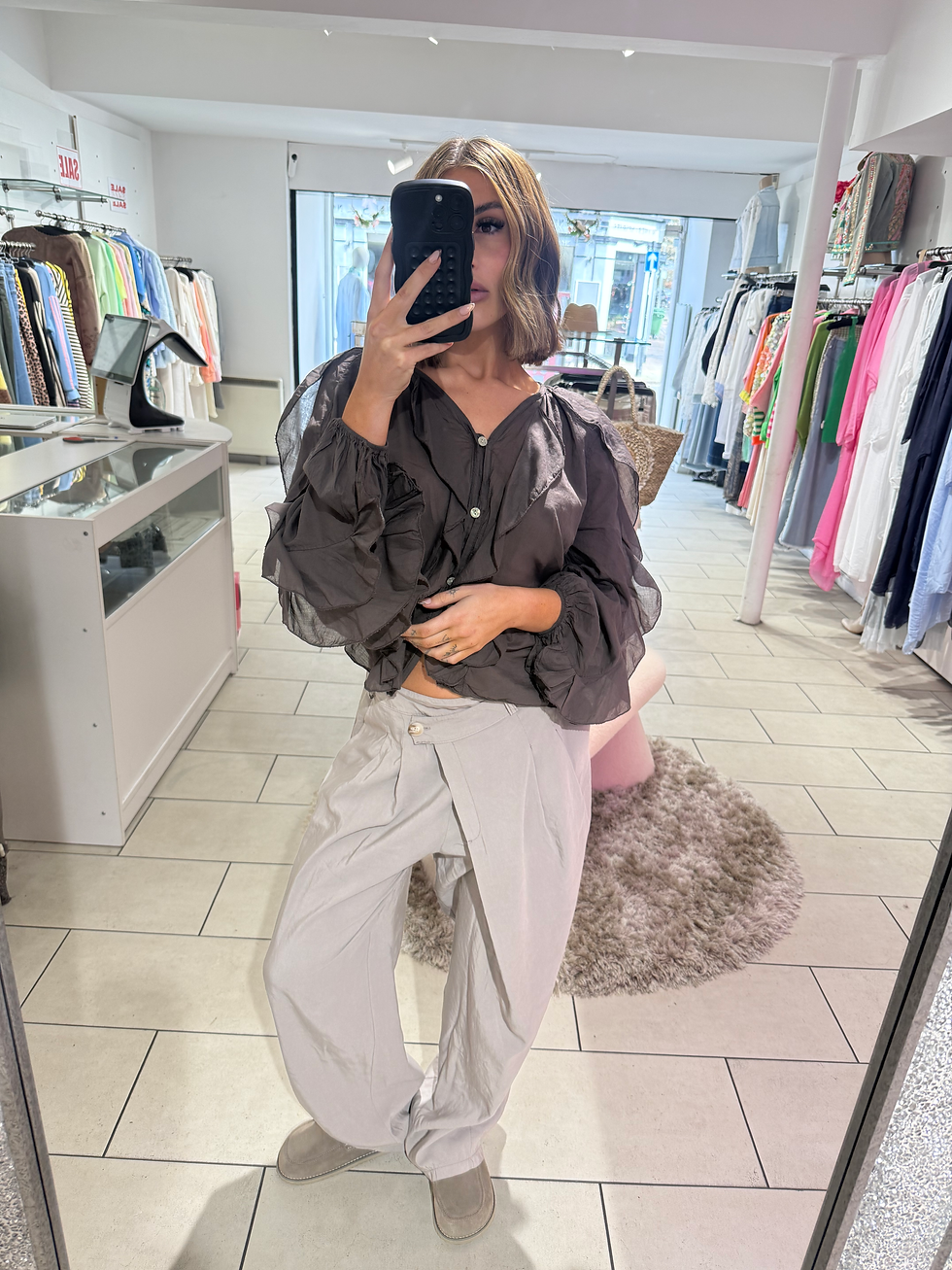 Thumbnail: Wrap Over Harem Style Trouser - Taupe