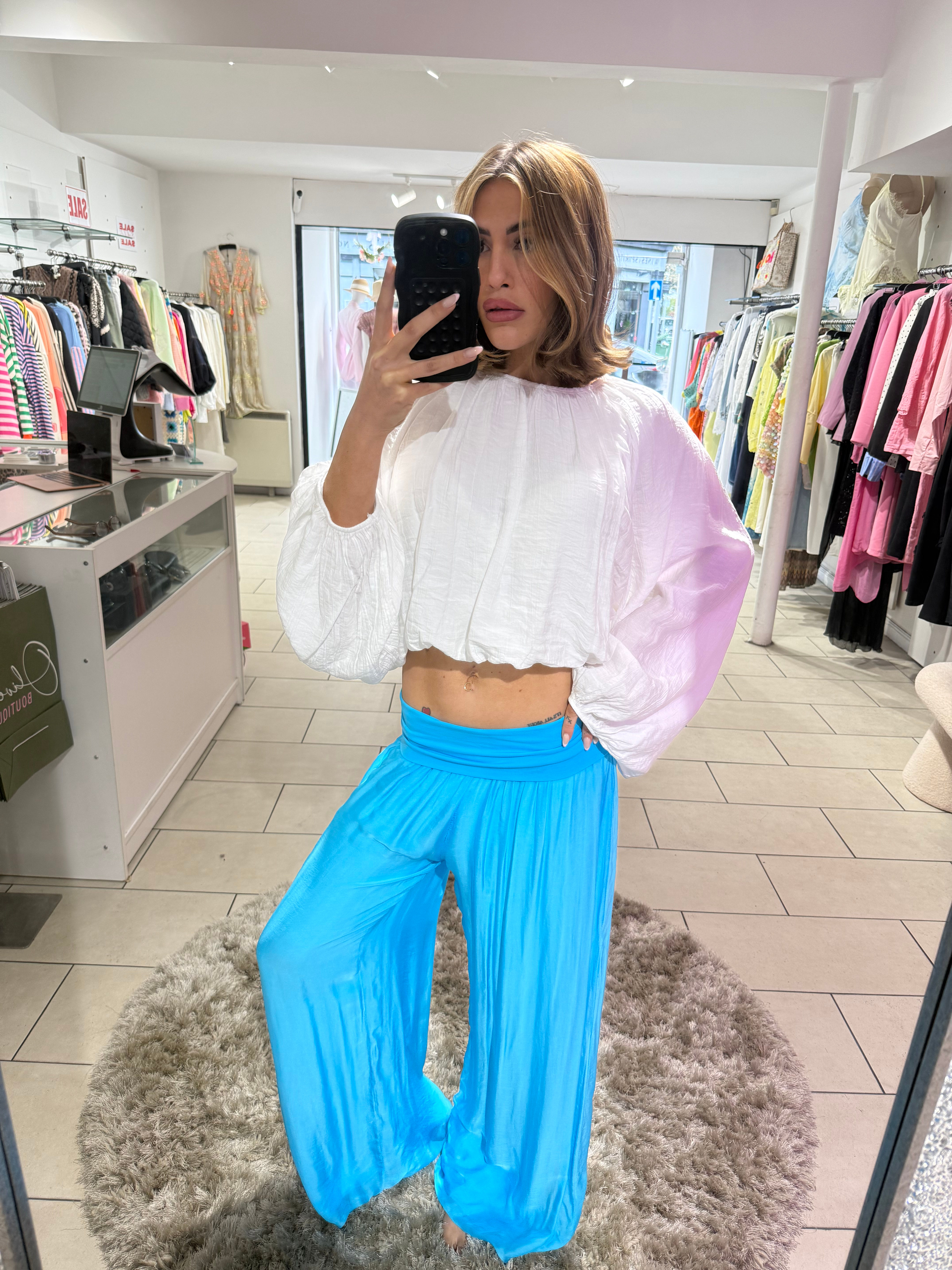 Jersey Waistband Silk Flowy Trouser - 8 Colours