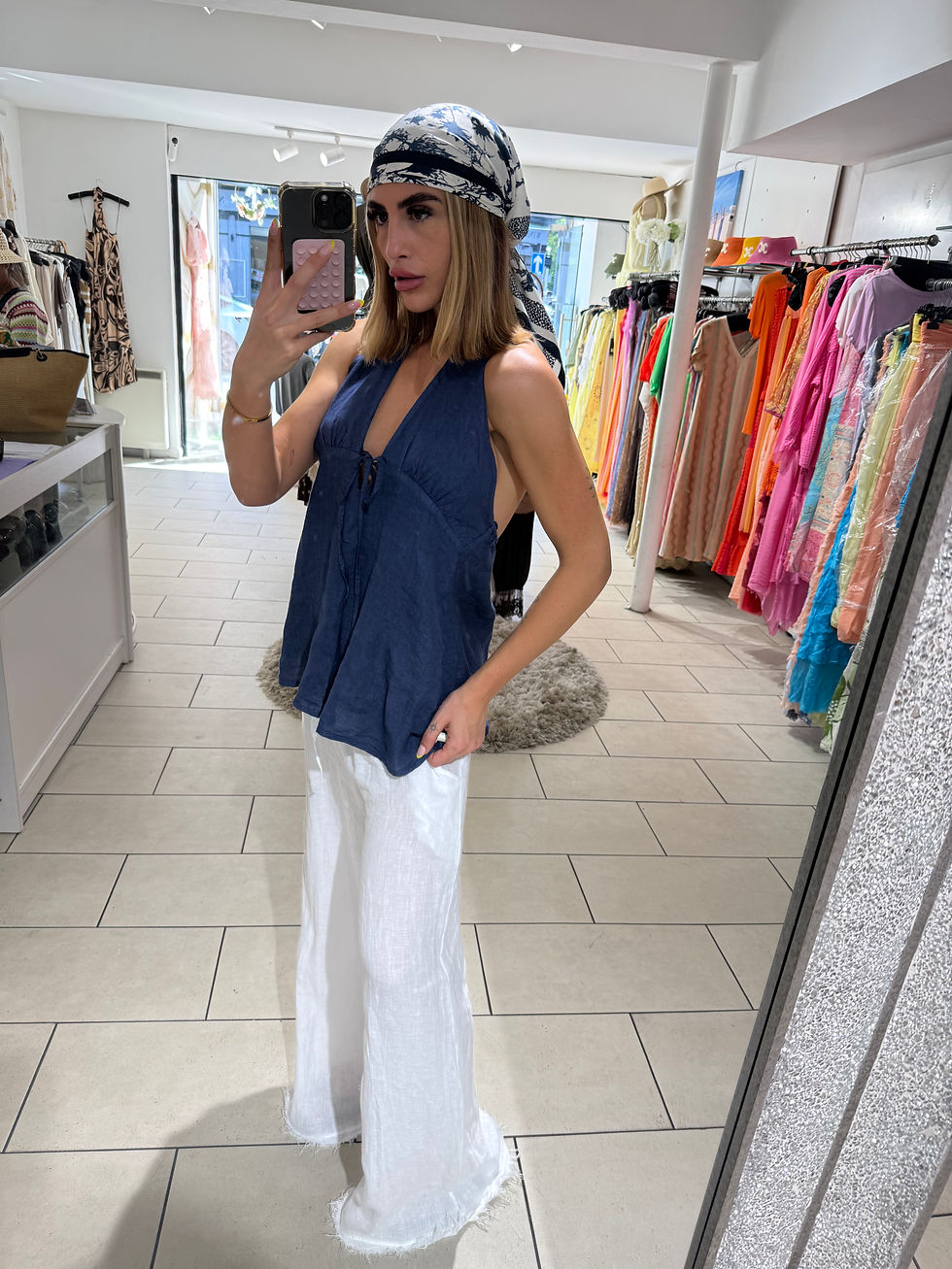 Thumbnail: Freya Wide Leg Linen Trouser - White 