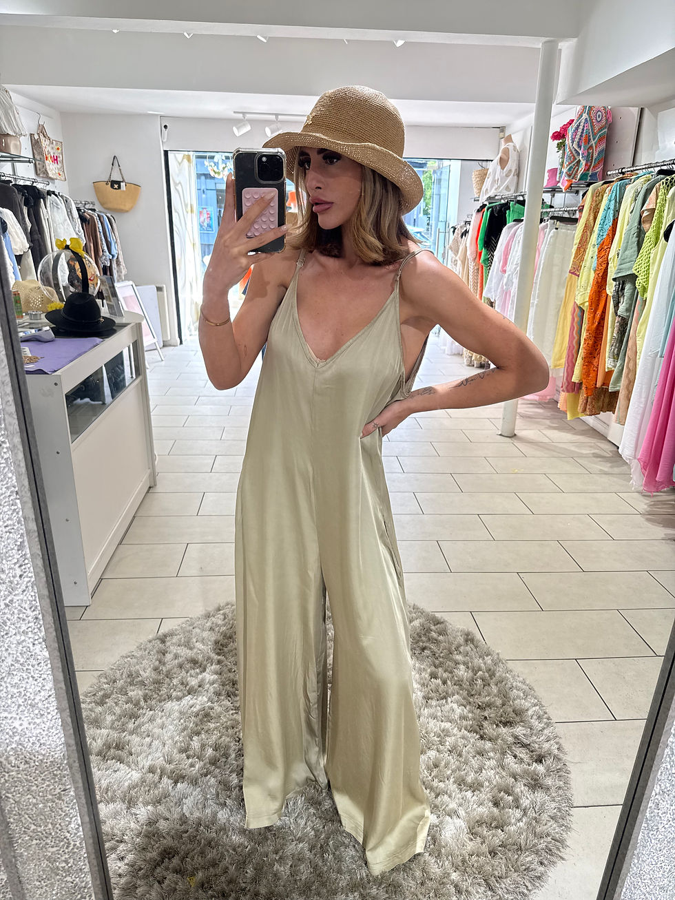 Thumbnail: Jade Satin Feel Wide Leg Jumpsuit - Champagne 