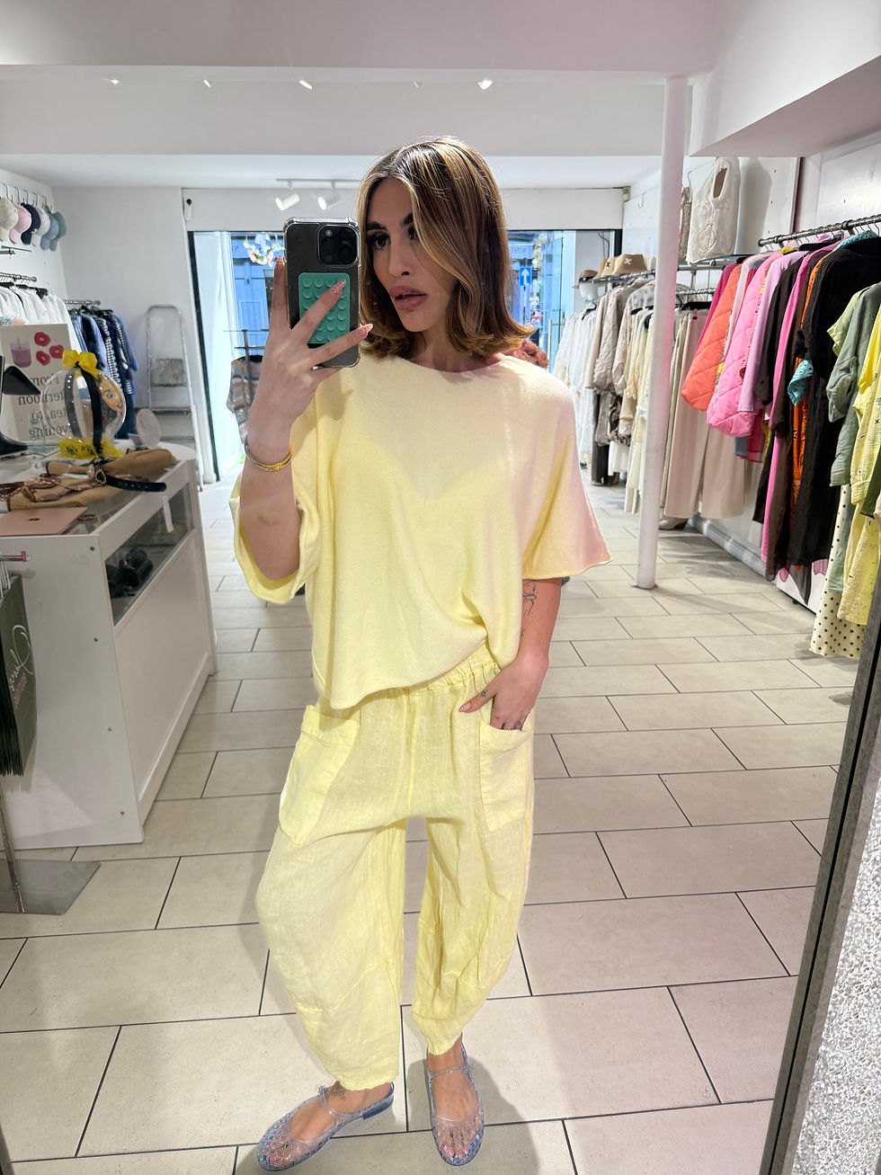 Thumbnail: Linen Double Pocket Cargo Harem Pant - Yellow 