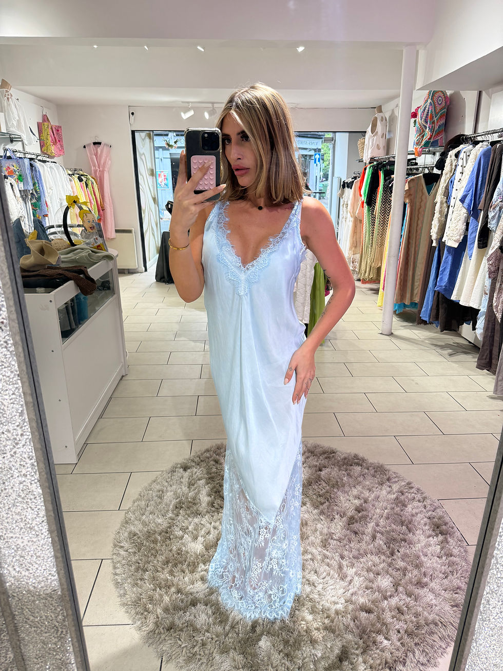 Thumbnail: Lace Bottom Maxi Dress - Sky Blue