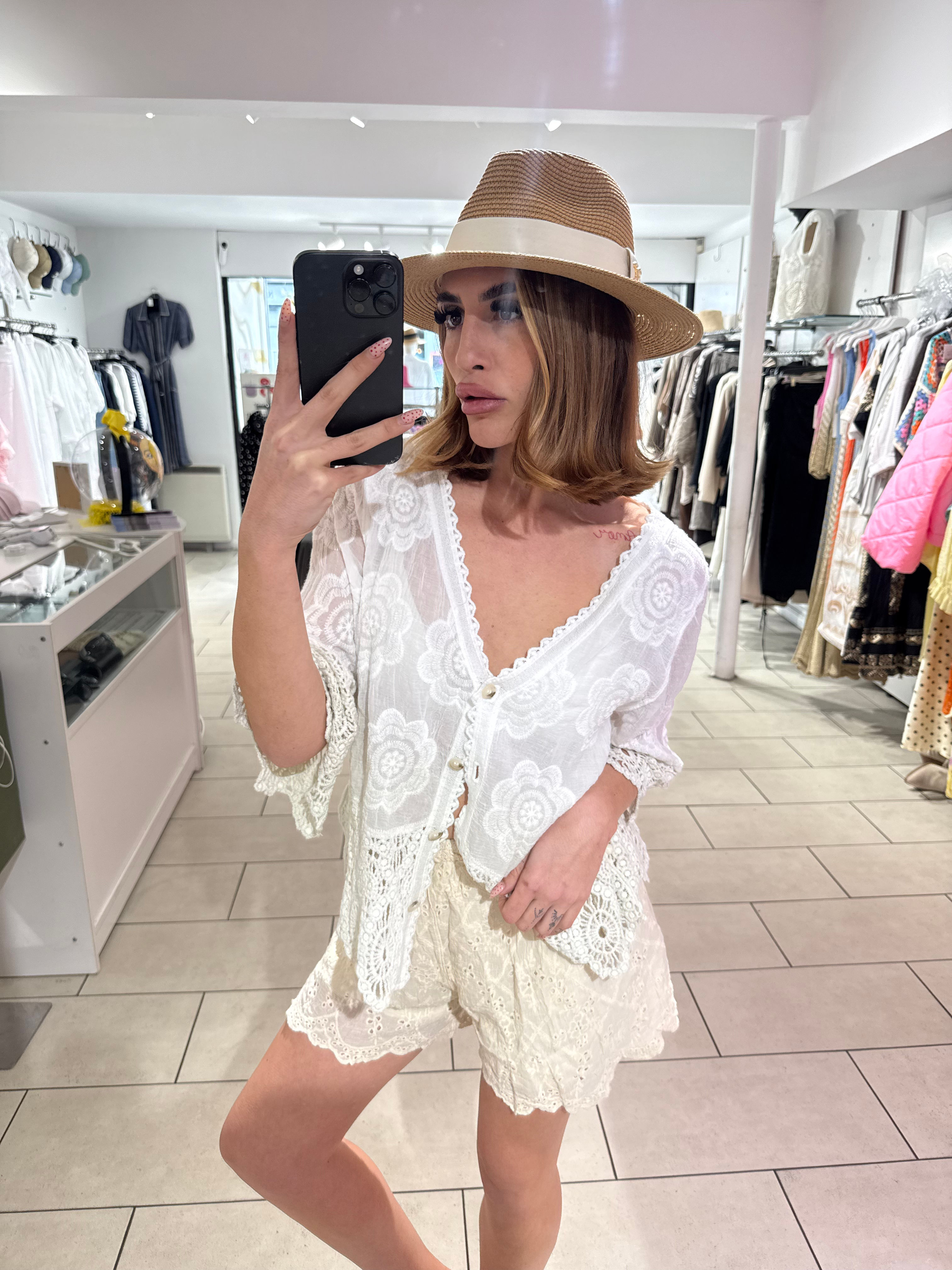 Isla Lace Kimono Top - White 
