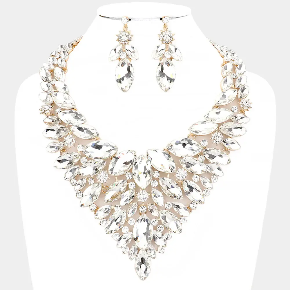 Clear Rhinestone Necklace Set