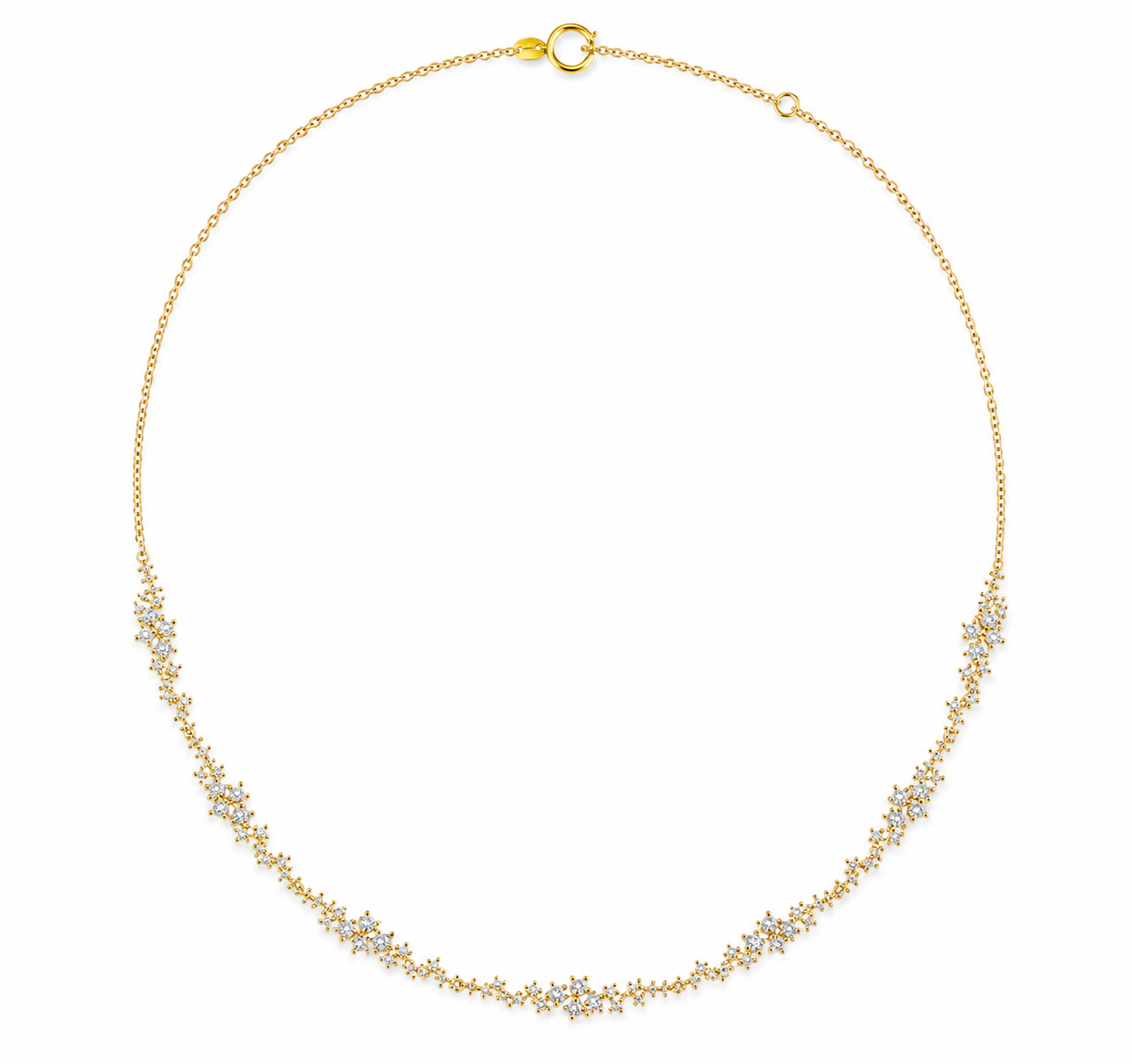 Stardust Necklace in yellow gold — lab-grown diamonds scattered the whole way round