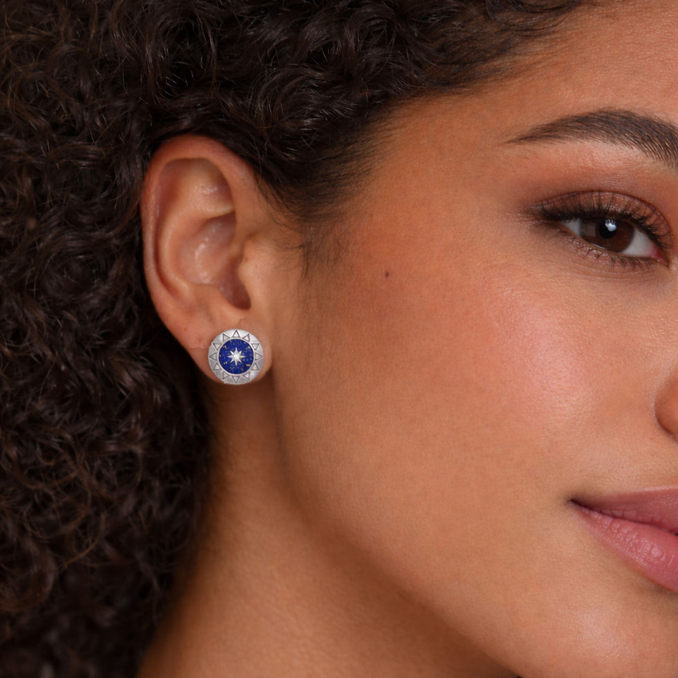 Miniature : Éclat Solaire Stud Earrings - Lapis Lazuli