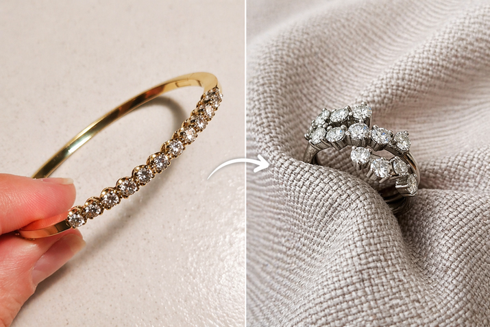 Lab-grown diamond bracelet transformed into a ring in 18ct white gold, Carolina Chabert