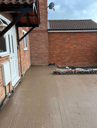 Family Home Extension setting out the building foundations, concrete poured