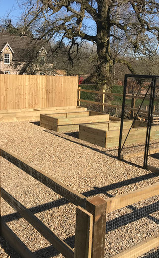 Kitchen Garden Build, including fruit cage, raised planters, retaining walls and fencing