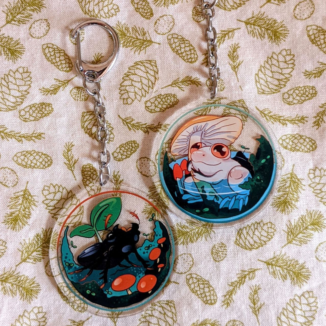 Little Beetle and Frog Keychain