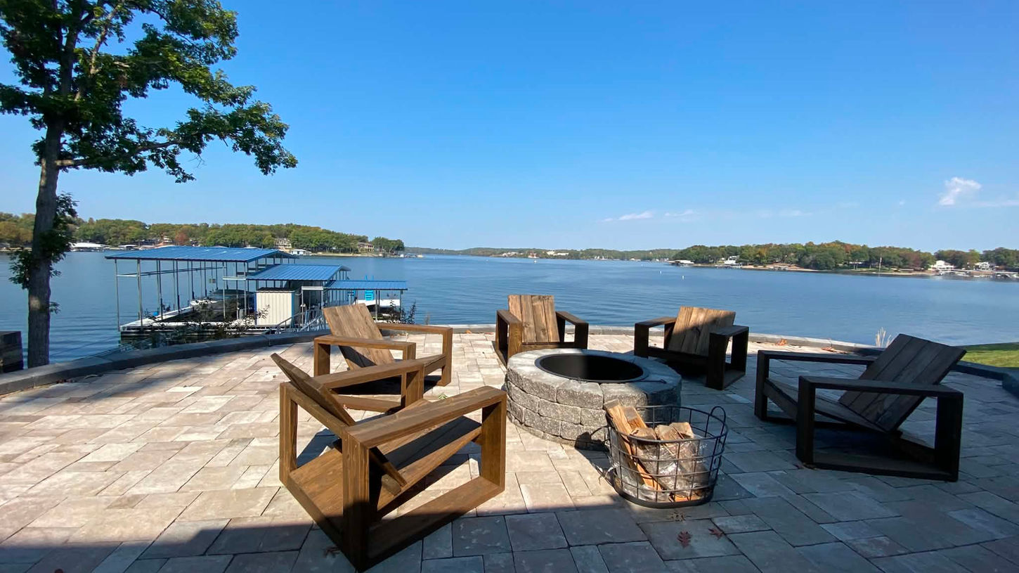 Custom firepit and stone patio in Lake Ozark, Mo