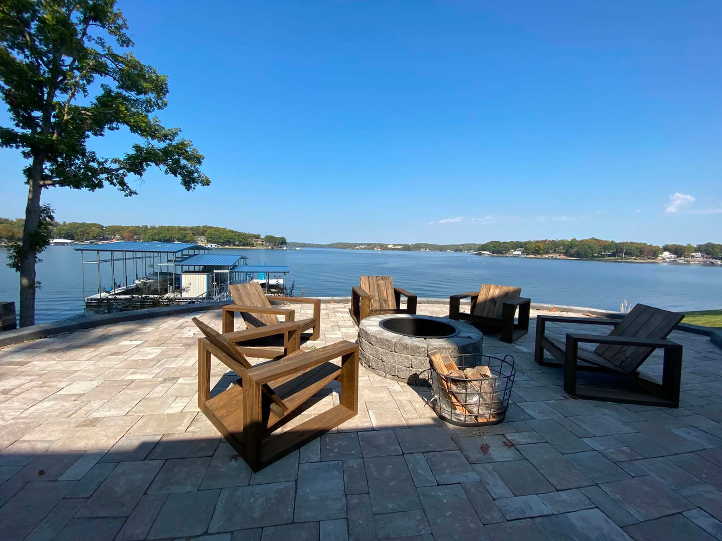 Custom firepit and stone patio in Lake Ozark, Mo