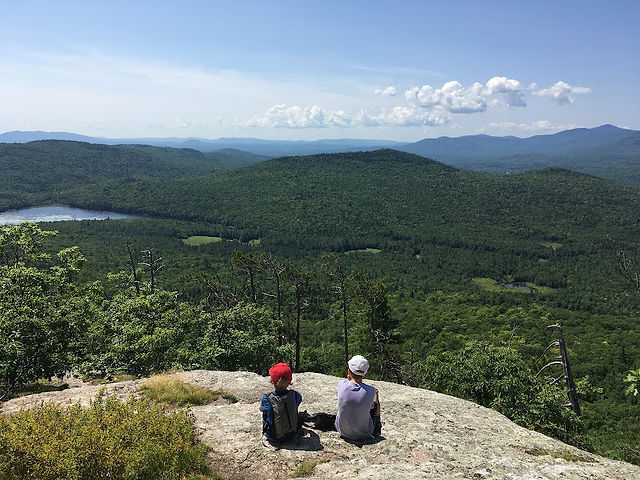Two boys at summit of Blueberry Mountain