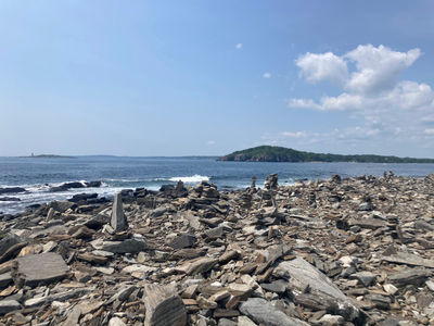 Cairn beach on Peak's Island Maine