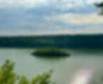 View of Long Reach Reserve Island from the Cliff Trail in Harpswell.
