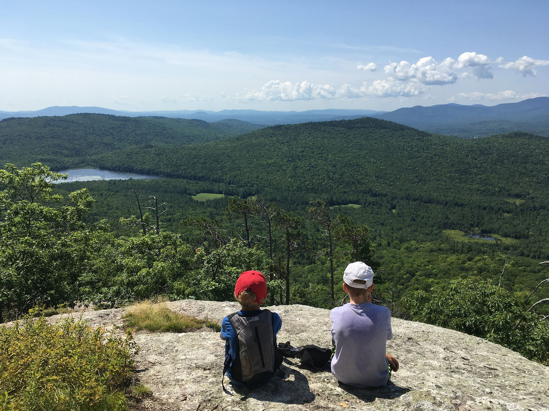 Two boys on the summit of Blueberry Mountain near Stow Maine