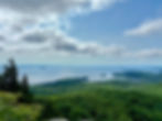 View of Penboscot Bay from Ocean Lookout at Camden Hills State Park in Maine. 