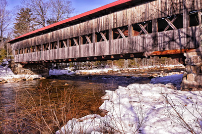 The Albany Covered Bridge spanning the Swift River in Albany, NH.