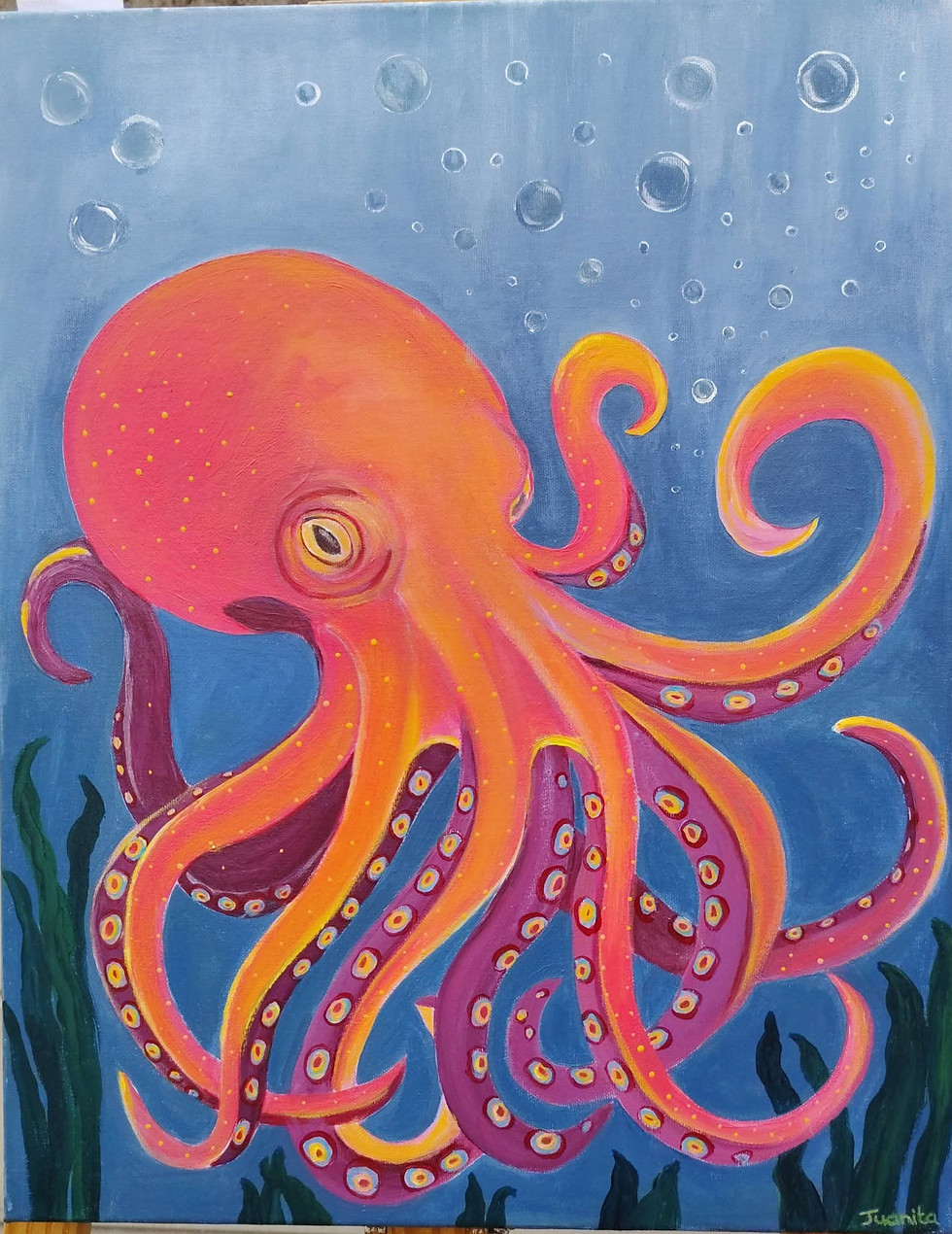 Ember in the Deep, Acrylic on thin edge canvas, 50x40cm