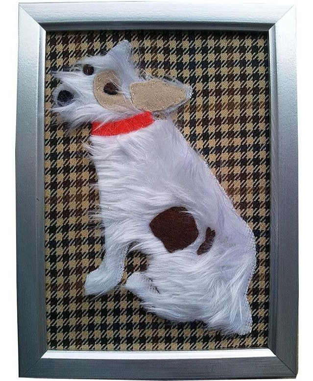 Jack Russell dog, hand made, framed