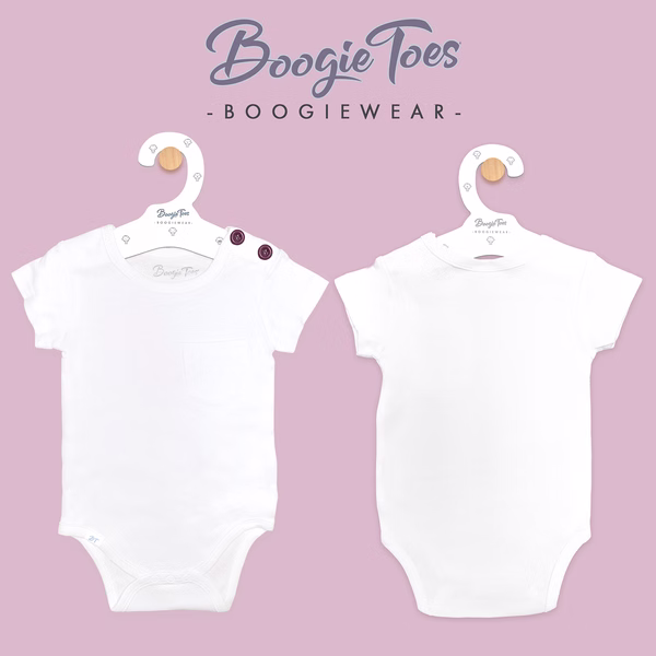 White Boogie Tees Bodysuit Tshirt - Purple Button - Image 3