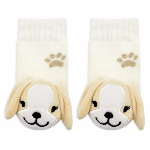 Beige Puppy Boogie Toes Rattle Socks - Image 2