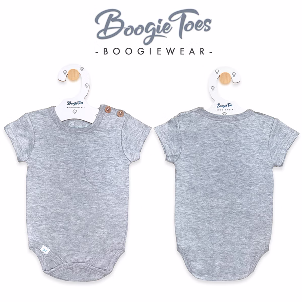 Gray Boogie Tees Bodysuit Tshirt - Natural Wood Button - Image 3
