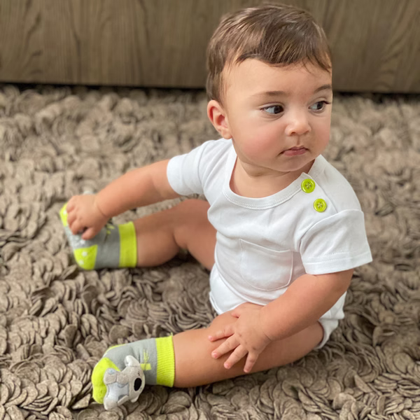 White Boogie Tees Bodysuit Tshirt - Green Button - Image 2