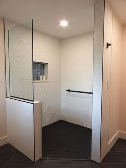 Luxury Tile Shower with Glass Partition and Niche